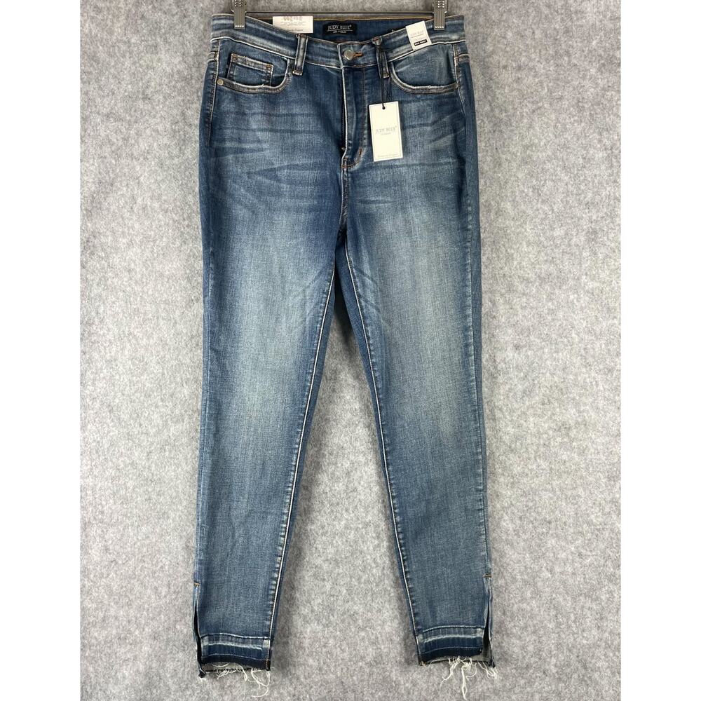 Judy Blue Skinny Fit Jean Womens 11/30 Medium Wash Raw Hem High Rise Stretch NEW